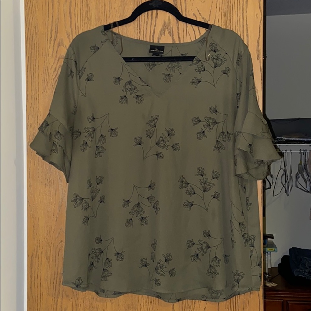 Olive Floral Blouse